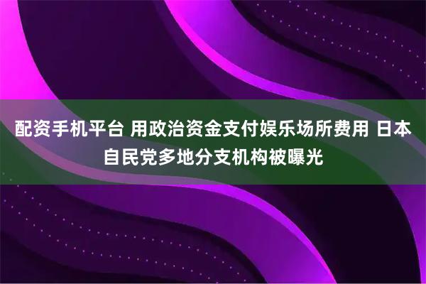 配资手机平台 用政治资金支付娱乐场所费用 日本自民党多地分支机构被曝光